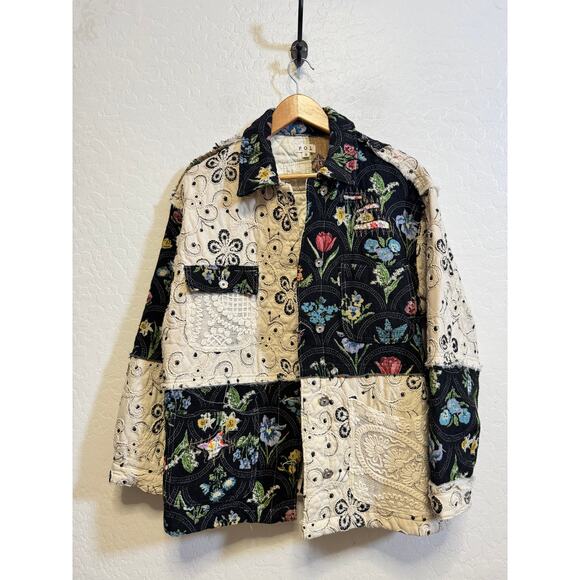 POL Large Quilted Pocket Stiched Open Floral Tapestry Jackety Patchwork NEW - Picture 4 of 5